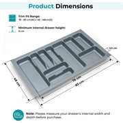 Plantex Cutlery Tray for Kitchen Drawer/Cutlery Cosmetic Stationary Organizer/Cabinet Cutlery Tray Organizer for Modular Kitchen - (Grey-32.5 X 18.5 INCH)