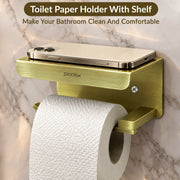Plantex Toilet Paper Holder for Bathroom/304 Grade Stainless Steel Tissue Paper Roll Holder with Mobile Stand/Bathroom Accessories - Pack of 1 (Brass Antique)