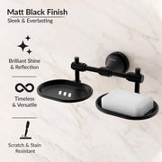 Plantex 304 Grade Stainless Steel Dual Soap Dish for Bathroom/Soap Stand/Wall Mounted Soap Holder for Bathroom Accessories Niko (Black)