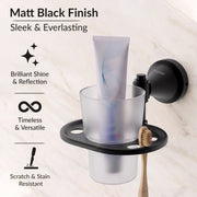 Plantex 304 Grade Stainless Steel Tumbler Holder Stand with Spaces/ABS Material Toothbrush Stand for Basin/Bathroom Accessories - Niko (Black)