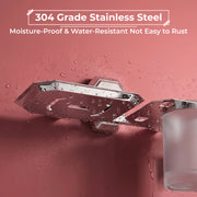 Plantex 2in1 Soap Dish with Tumbler Holder for Bathroom/304 Grade Stainless Steel Soap Holder with Toothbrush Holder/Bathroom Accessories - Pack of 1 (PM-2409, Chrome)