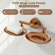 Plantex J4 Stainless Steel Double Soap Dish for Bathroom/Soap Holder for Bathroom/Wall Mounted Soap Holder/Bathroom Accessories (PVD Rose Gold Finish) Angel