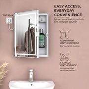 Plantex LED Mirror Cabinet for Bathroom/ABS Storage Cabinet/Mirror Cabinet for Wall/Mirror with Storage for Bathroom - 18x14 Inch (CAB-118, White)