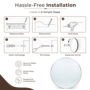 Plantex Frameless Round Mirror with Beveled Smooth Edges/Wall Mirror for Bathroom/Dressing Room/Living Room/Bedroom/Entryway (24 Inch)