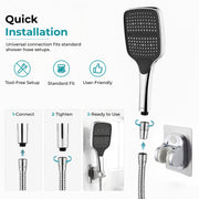 Plantex ABS Hand Shower for Bath/3 Mode Multifunctional Shower/Rectangle Hand Shower Without Hose Pipe for Home/Hotel - (Chrome, H597)