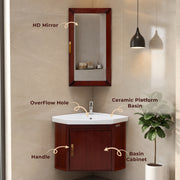 Plantex Vanity Set for Bathroom/Wall Mount Vanity Cabinet with Washbasin and Mirror/Corner Washbasin with Unbrackable Cabinet Full Set/Bathroom Accessories - (461, Brown)