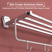 Plantex Towel Rack for Bathroom/304 Grade Stainless Steel Towel Stand/24 Inch Towel Hanger/Towel Holder/Bathroom Accessories - Pack of 1 (PM-2401, Chrome)