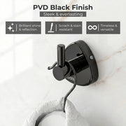 Plantex J4 Stainless Steel Clothes Hanger for Wall/Hangers for Bathroom/Robe Hook/Bathroom Accessories (PVD Black Finish) Angel