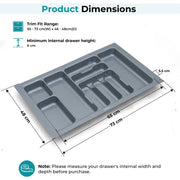 Plantex Cutlery tray for Kitchen Drawer/Cutlery Cosmetic Stationary Organizer/Cabinet Cutlery Tray Organizer for Modular Kitchen - (Grey-28.5x18.5 INCH)