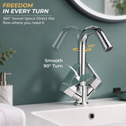Plantex Sink Tap for Kitchen Basin with Teflon Tape/Kitchen Mixer Tap with 360° Swivel Spout/Hot and Cold Mixer (Celesiya-1240-Chrome)