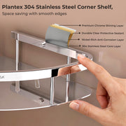 Plantex Bathroom Corner Shelf for Wall Mount/304 Grade Stainless Steel Corner Shelf for Bathroom with Railings/Bathroom Accessories - Pack of 2  (9x9 inches, Chrome)