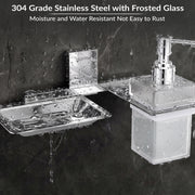 Plantex 304 Grade Stainless Steel Soap Dish with Liquid Soap Dispenser/Holder for Bathroom & Lavatory/Bathroom Accessories (Chrome)
