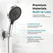 Plantex Hand Shower for Bath/4 Mode Multifunctional Shower/5-Inch ABS Plastic Silicone Handheld Shower/Easy Mode Switching – (Chrome, H615)