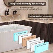 Plantex Freestanding Bathtub for Bathroom/Acrylic Bath tub for Adults/Deep Soaker Bathtub with Overflow, Popup and Drain Pipe (BSM-209-White-1700mm)