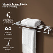 Plantex 304 Grade Stainless Steel Towel Rack for Bathroom/Towel Stand/Hanger/Bathroom Accessories - Niko (24 Inch-Chrome)