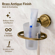 Plantex 304 Grade Stainless Steel Toothbrush Holder/ABS Tumbler Stand for Bathroom and Wash Basin/Bathroom Accessories - Niko (Antique)