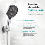 Plantex Hand Shower for Bathroom/6 Mode Multifunctional Shower/5-Inch ABS Plastic Silicone Handheld Shower Head/Easy Mode Switching – (Chrome, H-627)
