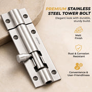 Plantex Stainless Steel Tower Bolt/Tower Bolt for Home,Offices Doors and Windows/Tower Bolt for Main Door/Door Latch/Kundi/Chitakini/Door Latch for Windows - Pack of 1 (Chrome-Silver, 4 inch)