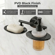 Plantex J4 Stainless Steel Soap Dish with Liquid Dispenser/Soap Stand/Shampoo Dispenser for Bathroom/Bathroom Accessories - Pack of 1 (R-218B, Black)