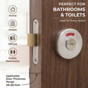 Plantex Bathroom Indicator with Lock/Stainless Steel Red and Green Indicator Keyless Door Lock/Round Toilet Partition Door Lock - Pack of 1 (Matt)