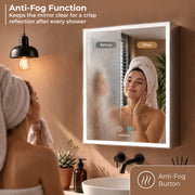 Plantex 304 Stainless Steel Bathroom Mirror Cabinet/Mirror Cabinet for Wash Basin/Bathroom Organiser with Mirror -Chrome (16x24 Inch/LED, Defogger & Bluetooth)