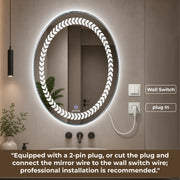 Plantex Light Mirror for Bathroom/LED Mirror for Wall with 3 Tone/Designer Mirror for Living Room/Bedroom/Dressing Room - Oval Shape (18 X 24 Inch)