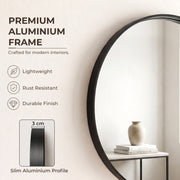 Plantex Aluminium Frame Mirror for Wall/Round Wall Mount Mirror for Bedroom/Dressing Room/Living Room/Entryway - (20 Inch-Black)