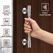 Plantex Door Handle/Stainless Steel Main Door Handle/8 Inch Pull-Push Handle - Pack of 1 (S-143,Chrome)