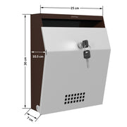 Plantex Letter Box/GI Steel Suggestion Box for Office with Key Lock/Post Box for Gate Home/Complaint Box/Wall Mounted Mail Box - (Coffee & White)