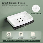Plantex Stainless Steel with ABS Material Soap Holder for Bathroom/Wall Mounted Soap Holder/Bathroom Accessories - (Matt Black)