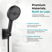 Plantex Hand Shower for Bathroom/6 Mode Multifunctional Shower/5-Inch ABS Plastic Silicone Handheld Shower Head/Easy Mode Switching – (Black, H-627)