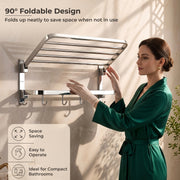 Plantex 304 Grade Stainless Steel Towel Hanger for Bathroom/Dual Folding Towel Rack/Towel Holder/Bathroom Accessories (24-Inch) Chrome