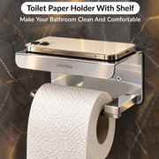 Plantex Platinum SS - 304 Grade Toilet Paper Holder/Toilet Paper Roll Holder with Mobile Stand/Toilet Paper Roll Holder Stand/Bathroom Accessories (Chrome)
