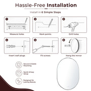Plantex Glass Frameless Capsule Oval Mirror for Wall/Mirror with Beveled Smooth Edges for Bathroom/Dressing Room/Living Room/Bedroom/Entryway - (18x12 Inch), Clear