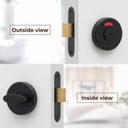 Plantex Bathroom Indicator with Lock/Stainless Steel Red and Green Indicator Keyless Door Lock/Round Toilet Partition Door Lock - Pack of 1 (Black)