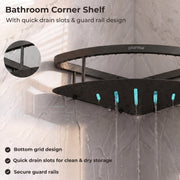 Plantex Bathroom Corner Shelf for Wall Mount/304 Grade Stainless Steel Corner Shelf for Bathroom with Railings/Bathroom Accessories - Pack of 2  (9x9 inches, Black)