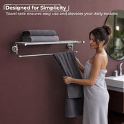 Plantex 304 Grade Stainless Steel 24 inch Towel Rack for Bathroom/Towel Stand/Hanger/Bathroom Accessories - Skyllo (Chrome)