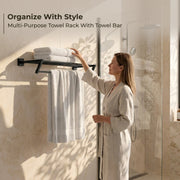 Plantex 304 Grade Stainless Steel Towel Rack in Bathroom/Towel Rod/Bathroom Towel Hanger for Wall/Bathroom Accessories (24 Inch - Black) Decan