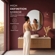Plantex Frameless Mirror for Bathroom/Dressing Room/Living Room/Bedroom/Entryway - Capsule Shape (18 X 24 Inch)