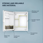 Plantex Bathroom Cabinet with Mirror/ABS Bathroom Storage Cabinet/Mirror Cabinet for Wall/Mirror with Storage for Bathroom - 18x14 Inch (CAB-117, White)