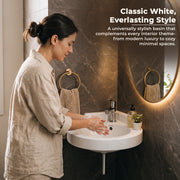 Plantex White Corner Wash Basin/Wall Mount Basin for Bathroom/Ceramic Tabletop Basin with 10 Years Glaze Warranty by Plantex/Small Corner Sink (Breva - 14.5 x 14.5 x 5 Inch)