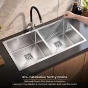 Plantex Heavy Duty Stainless Steel Double Bowl Sink for Kitchen/Handmade Kitchen Sink with 25 Years Warranty by Plantex/Sink with Coupling, Hose Pipe and Drying Rack (Silver Matt - 37x18x9 Inches)