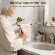 Plantex Stainless Steel 304 Grade Niko Napkin Holder/Towel Holder/Towel Hanger for Kitchen/Towel Ring/Bathroom Accessories - (Pack of 1,Brass Antique)
