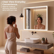 Plantex 304 Stainless Steel Bathroom Cabinet with Mirror/Bathroom Cabinet Storage/LED Mirror Cabinet for Bathroom Wall (18x18 Inch-LED & Defogger/Chrome/Double Door)