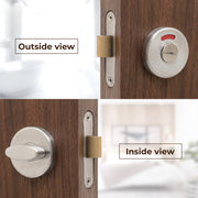 Plantex Bathroom Indicator with Lock/Stainless Steel Red and Green Indicator Keyless Door Lock/Round Toilet Partition Door Lock - Pack of 1 (Matt)