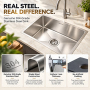 Plantex Guranteed Stainless Steel 304 Grade Kitchen Sink/Handmade Sink for Kitchen with 7 Years of Warranty by Plantex/Single Bowl Sink with All Fittings & Drying Rack (Silver Matt-22x18 Inches)