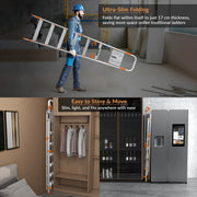 Plantex Secura 7 Step Aluminium Ladder for Home/Foldable Ladder with Safe Hand Rails/5 Year Manufacturer Warranty(Orange-Silver)