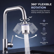 Plantex Tap Water Filter for Kitchen & Bathroom Faucet/Faucet Mounted Water Filter with Replaceable Cartridge/ABS Plastic Compact Tap Filter for Home - Chrome & White
