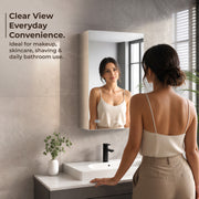 Plantex Bathroom Mirror Cabinet/304 Stainless Steel Bathroom Cabinet with Mirror/Bathroom Storage Cabinet/Wall Mounted Mirror Bathroom Cabinet (14x20 Inch, Chrome)