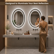 Plantex Light Mirror for Bathroom/LED Mirror for Wall with 3 Tone/Designer Mirror for Living Room/Bedroom/Dressing Room - Oval Shape (18 X 24 Inch)